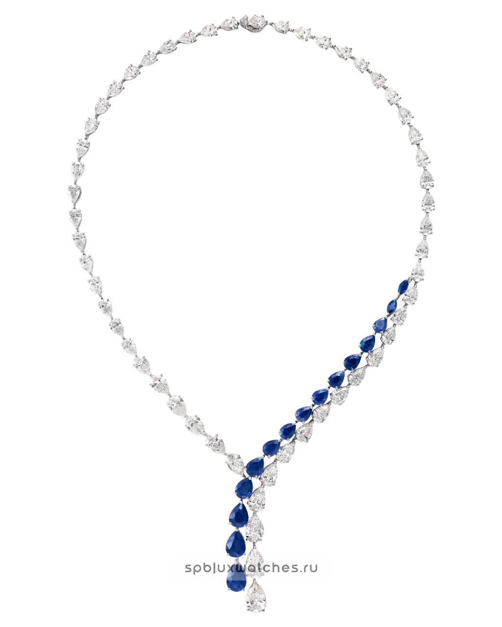 Колье Graff Classic Graff Pear Shape Sapphire and Diamond Cross-over Necklace RGN479