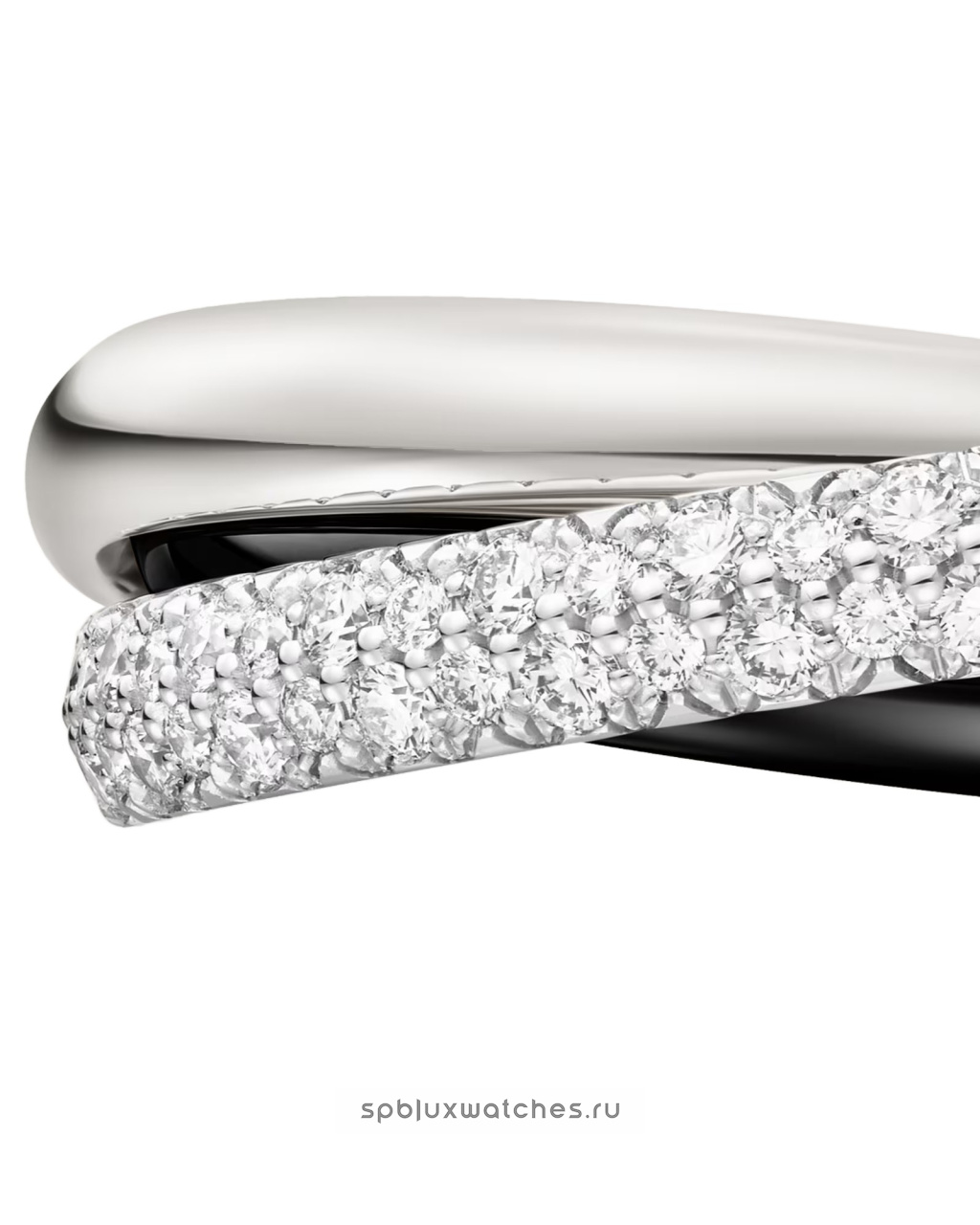 Кольцо Cartier Trinity Half-Paved Ceramic Ring Small Model B4235400