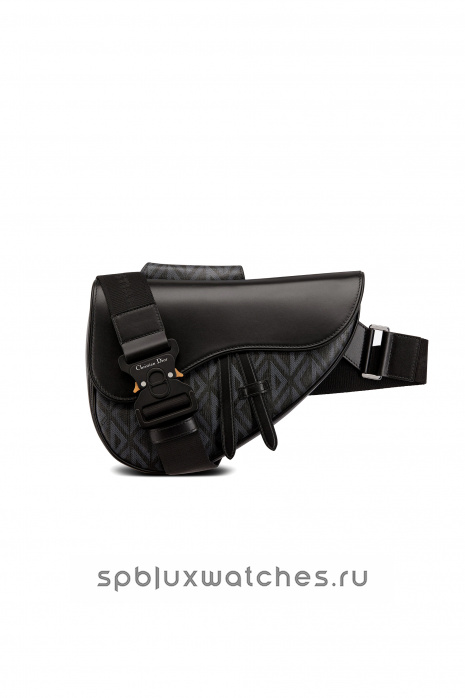 Сумка Christian Dior Saddle Bag Black CD Diamond Canvas and Smooth Calfskin 1ADPO093CDP_H43E