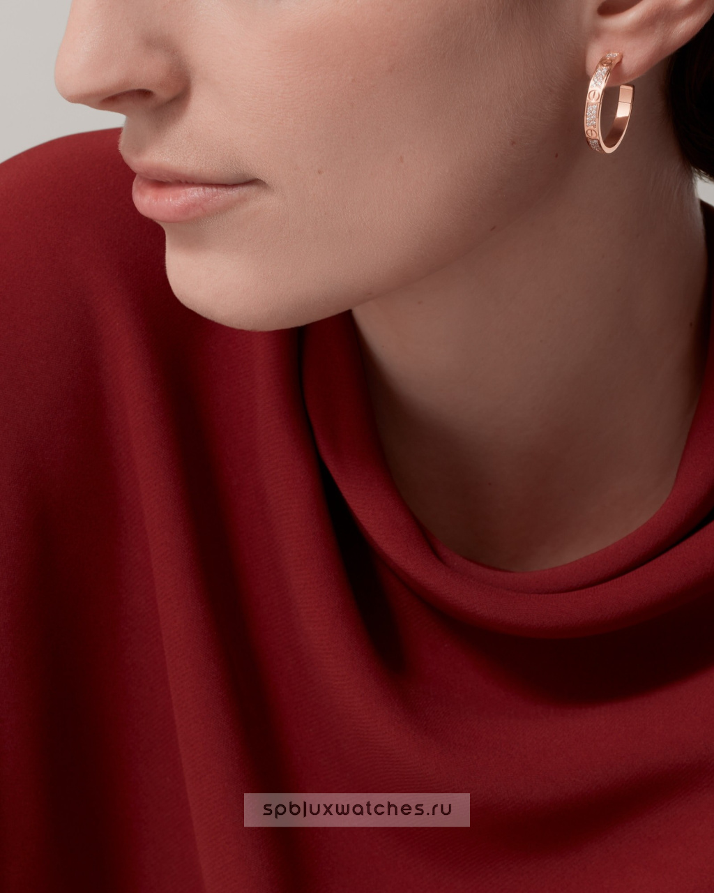Серьги Cartier Love Hoop Earrings Paved Medium Model N8515192