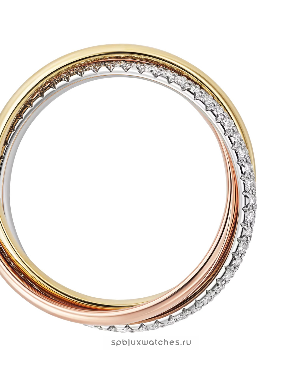 Кольцо Cartier Trinity Half-Paved Ring Classic Model B4236000