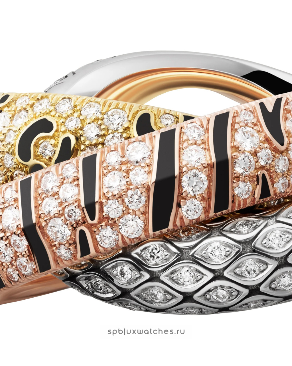Кольцо Cartier Trinity Paved Lacquer Two-Finger Ring N4814300