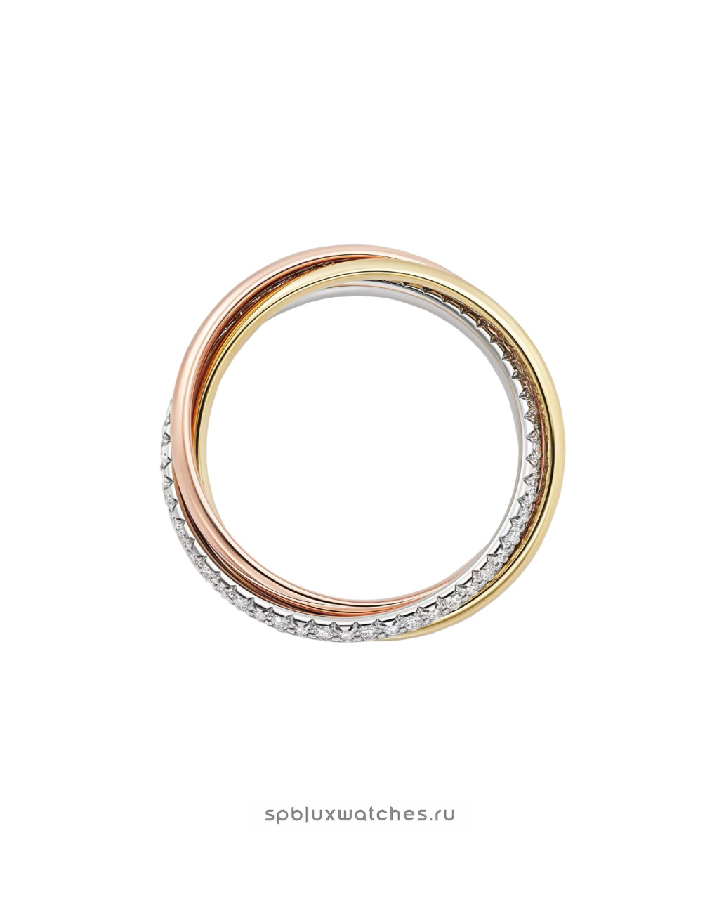 Кольцо Cartier Trinity Half-Paved Ring Small Model B4235900