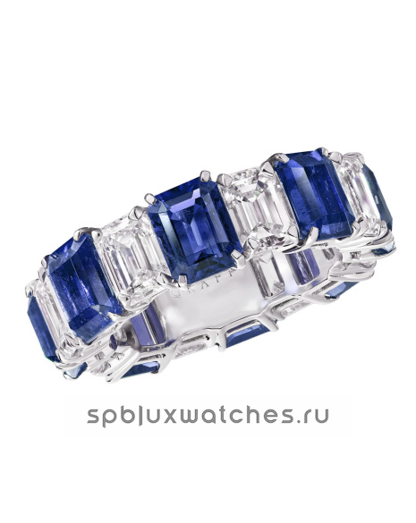 Обручальное кольцо Graff Classic Graff Emerald Cut Sapphire and Diamond Wedding Band RER1030