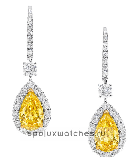 Серьги Graff Icon Pear Shape Yellow and White Diamond Earrings RGE1618