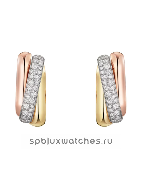 Серьги Cartier Trinity Half-Paved Cushion-Shaped Earrings B8301535
