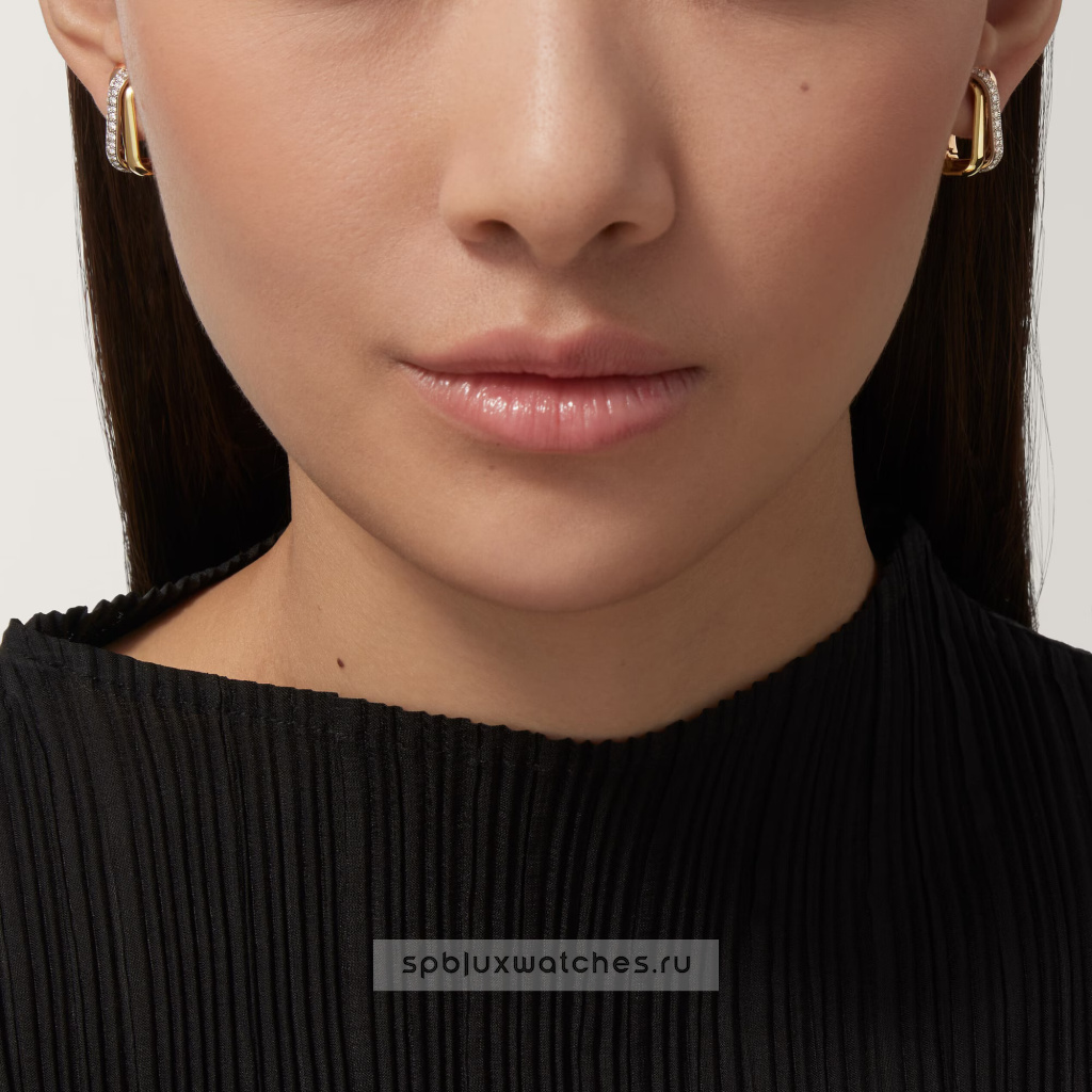 Серьги Cartier Trinity Half-Paved Cushion-Shaped Earrings B8301535