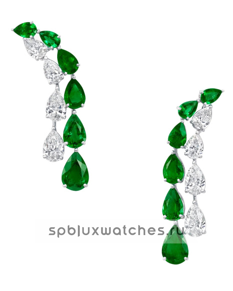 Серьги Graff Classic Graff Pear Shape Emerald and Diamond Earrings RGE1130