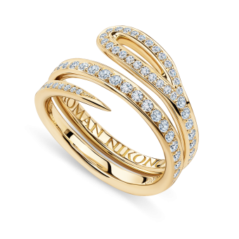 Двойное кольцо Roman Nikonov "Кащеева игла". Half Pave. RN010062