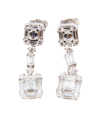 Авторское изделие. Серьги "No Name" из белого золота с бриллиантами